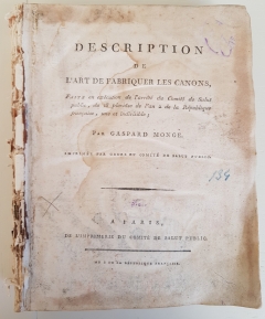 Description de l'art de fabriquer les canons (Описание искусства изготовления пушек). Paris, L'Imprimerie du Comité de Salut Public, 1794.