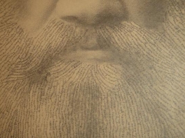 `Прижизненный портрет Графа Л.Н.Толстого, созданный из мельчайших букв повести  Крейцерова соната .` . 