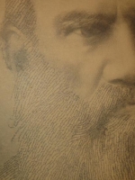 `Прижизненный портрет Графа Л.Н.Толстого, созданный из мельчайших букв повести  Крейцерова соната .` . 