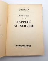 `Memoires Rappelé au service (Мемуары французского генерала Максима Вейгана)` Général Weygand (Генерал Вейганд). Paris, Published by Flammarion, 1939