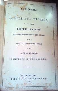 Поэтические произведения Джеймса Томсона (The work of Cowper and Thomson). Philadelphia, 1854