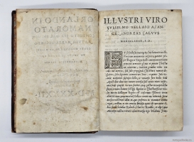 `Влюбленный Орландо. ORLANDO INNAMORATO. COMPOSTO GIA DAL S. MATTEO MARIA BOIARDO CONTE DI SCANDIANO` Francesco Berni. Intitolato al Magnifico S.M. Domenico Sauli. Милан. Изд. Андреа Касуо, 1542 год