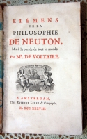 `Elements de la Philosophie de Neuton (Элементы Философии Исаака Ньютона)` Par. M-r.De Voltaire. A Amsterdam  M.DCC.XXXVIII (1738 г.)