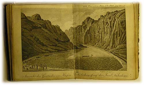 `Путешествие Крузенштерна на нем.. Reise um die Welt in den Jahren 1803,1804,1805 und 1806 auf Befehl Seiner Kaiserl. Majestat Alexanders des Ersten auf Scheffen Nadeshda und Newa` A.J. von Krusenstern. Berlin, 1811